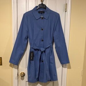 NWT Black Rivet From Wilson Leather    Blue Trench Coat